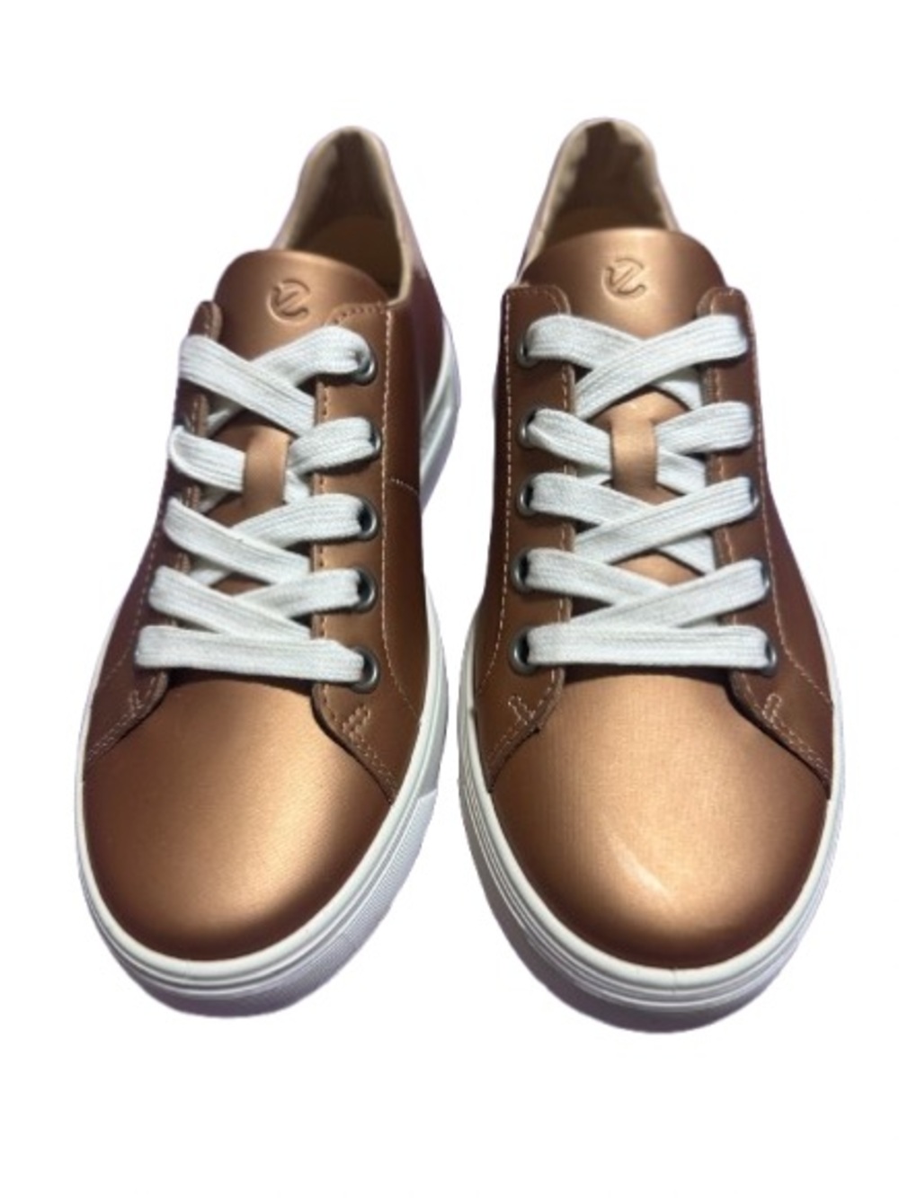 ECCO Shoes Womens Size 38 Metallic Gold Leather Sneakers